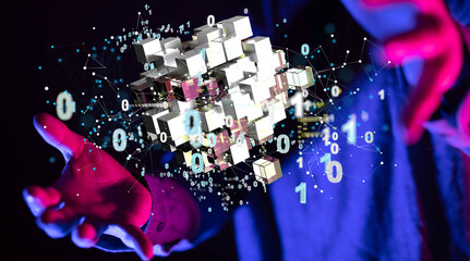 data Internet infrastructure concept. Abstract technology background. 3D rendering.