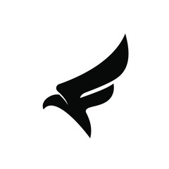 eagle falcon with Letter F logo design template 