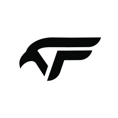 eagle falcon with Letter F logo design template 