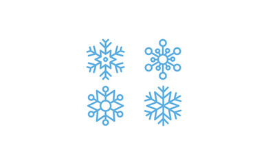 Snowflake icons. Set of snow flake linear symbols. Christmas winter time.