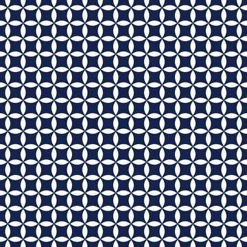 Asian seamless circles pattern. Japanese blue pattern. Ornament vector illustration. Vector illustration