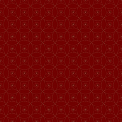 Red asian seamless circles pattern. Japanese gold pattern. Ornament vector illustration. Vector illustration