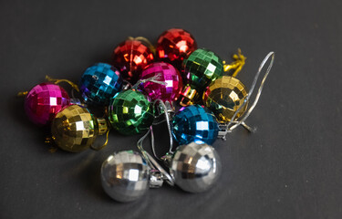 Christmas balls with colored background for celebration