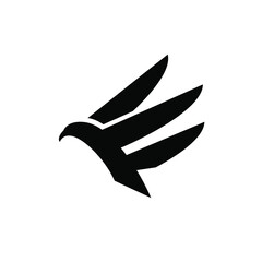 eagle falcon with Letter E logo design template 