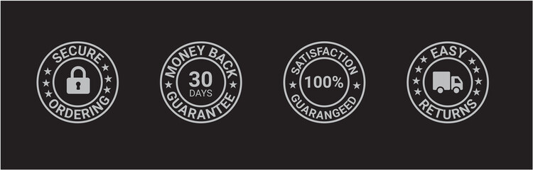 Money back guarantee, Free Shipping Trust Badges ,Trust Badges, secure ordering, easy returns