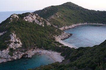 corfu, porto timoni, pirate beach, beach, sunset, sun, greece