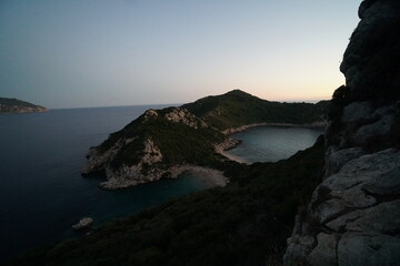 corfu, porto timoni, pirate beach, beach, sunset, sun, greece