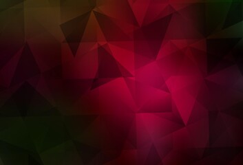 Dark Green, Red vector polygon abstract background.