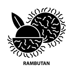 rambutan icon, black vector sign with editable strokes, concept illustration