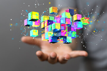 data Internet infrastructure concept. Abstract technology background. 3D rendering.