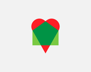 Abstract colorful house in the heart logo vector design template. Love home emblem sign symbol mark logotype.