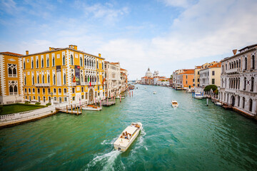 traffic at the famous Canale Grande in Venice, Italy