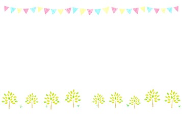 シンプルな木と旗のイラスト