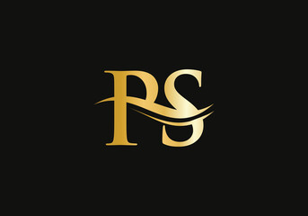 Fototapeta Premium PS letter logo design. PS Logo for luxury branding. Elegant and stylish design for your company.  obraz