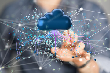 small data Cloud technology. Polygonal wireframe art looks like constellation