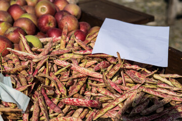 heap red pinto beans in grocery store