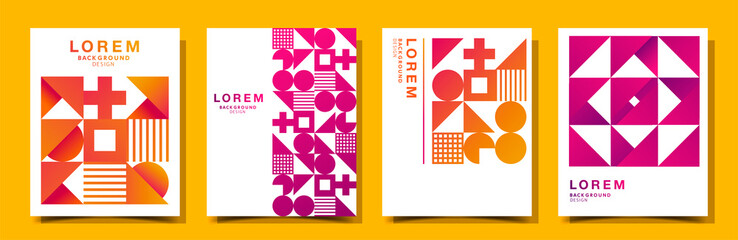 幾何学模様パターンテンプレートカードセット (1)