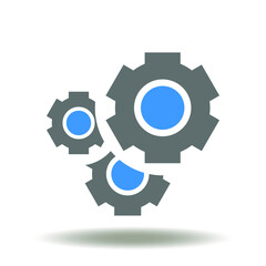 Cog wheel mechanism icon vector. Industrial mechanical equipment symbol. Automation Engineering Technology Logo.