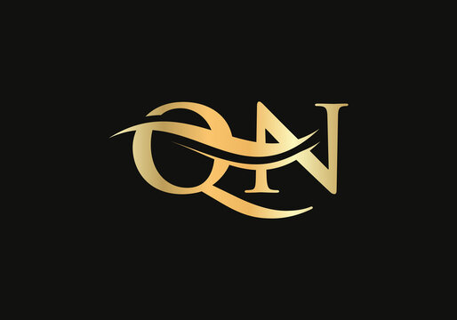 Minimalist Letter QN Logo Design with water wave concept. QN letter logo design