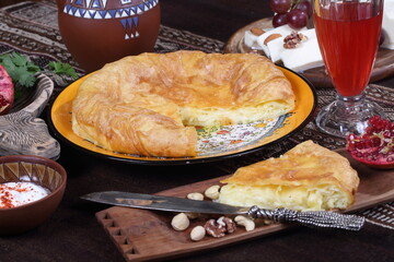 Still life with saburani and red wine