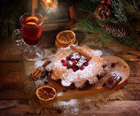 Christmas cake with mulled wine