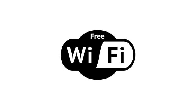 Free Wi-fi icon symbol. Wi-fi zone. Animation.