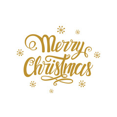 Merry Christmas. Hand draw lettering. Christmas poster or card. Vector
