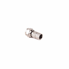Type f adapter connector on an isolated white background. Close up