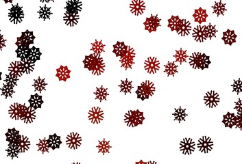 Light Red vector pattern with christmas snowflakes.