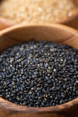black sesame in wooden plate