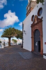 Fototapeta premium Lanzarote, Spain - December 1, 2020: Entrance door of Villa de Teguise church, Lanzarote island,