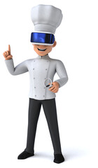 Fun 3D Illustration of a chef with a VR Helmet