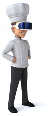 Fun 3D Illustration of a chef with a VR Helmet