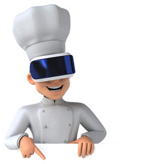 Fun 3D Illustration of a chef with a VR Helmet