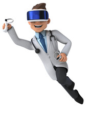Fun 3D Illustration of a doctor with a VR Helmet