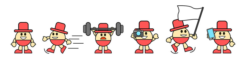 A collection of cute characters of people doing their daily activities. Vector illustration