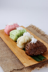 Gethuk Lindri, Traditional Indonesian Snack Made from Mashed Steamed Cassava, Topping with Shredded Coconut. Come with Various Color