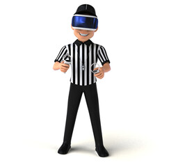 Fun 3D Illustration of a referee with a VR Helmet
