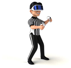 Fun 3D Illustration of a referee with a VR Helmet