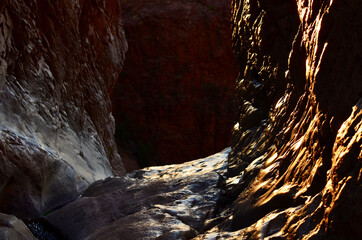 water flowing into the cave