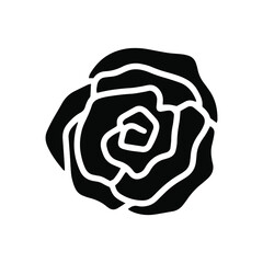 Simple vector hand drawn rose isolated on white background. Floral element design. Vector flower for web, greeting card, poster, clothes.