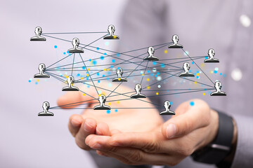 digital Business people silhouettes network team