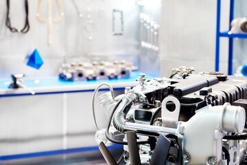 Diesel engine in workshop