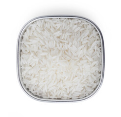 rice in bowl, isolated on white
