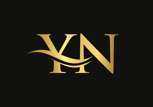 Minimalist Letter YN Logo Design with water wave concept. YN letter logo design