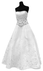Fototapeta na wymiar Beautiful and modern white wedding dress isolated on white background