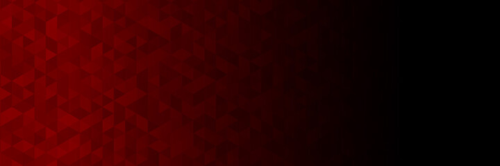 Fototapeta na wymiar Abstract horizontal banner or background of small triangles in red colors. Abstract red mosaic background