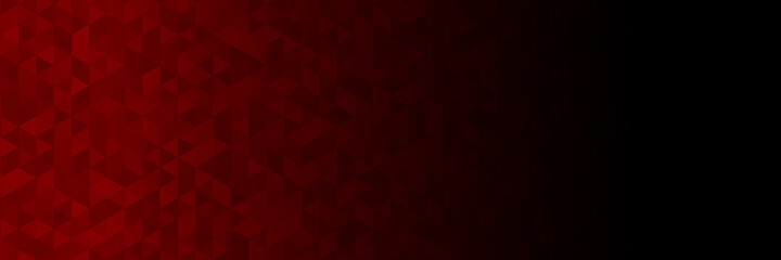 Obraz premium Abstract horizontal banner or background of small triangles in red colors. Abstract red mosaic background