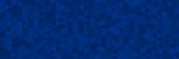 Obraz premium Triangular abstract background dark blue ocean. Color gradient background, geometric halftone pattern, vector abstract triangle mosaic trendy graphic design. Simple minimal halftone blue color