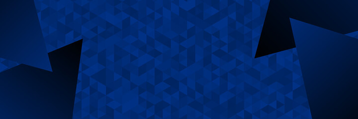 Abstract blue triangle geometric background for wide banner